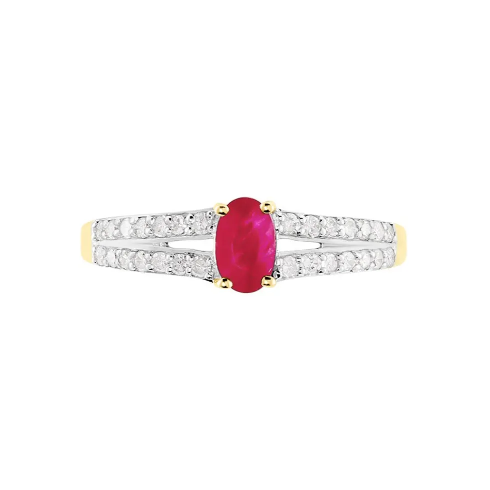 Bague Carlton Or Jaune Rubis Diamant