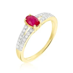 Bague Carlton Or Jaune Rubis Diamant