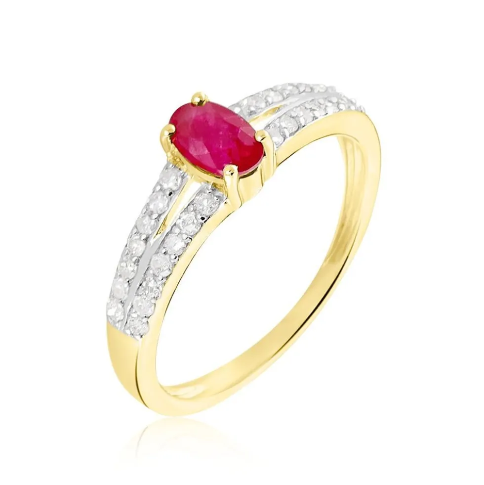 Bague Carlton Or Jaune Rubis Diamant