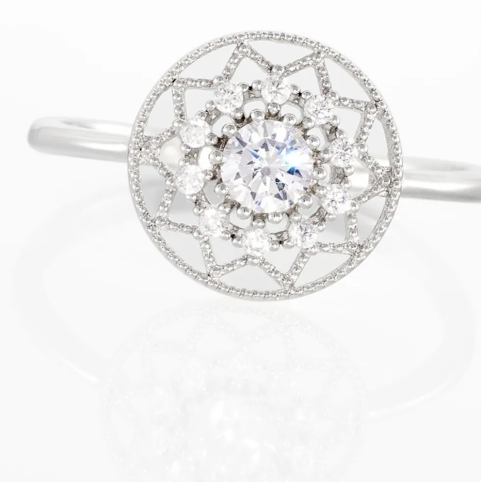 Bague Cassandria Argent Blanc Oxyde De Zirconium