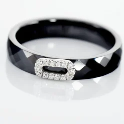 Bague Ceramik Design Argent Blanc Oxyde De Zirconium Et Céramique