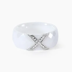 Bague Ceramique X Argent Blanc