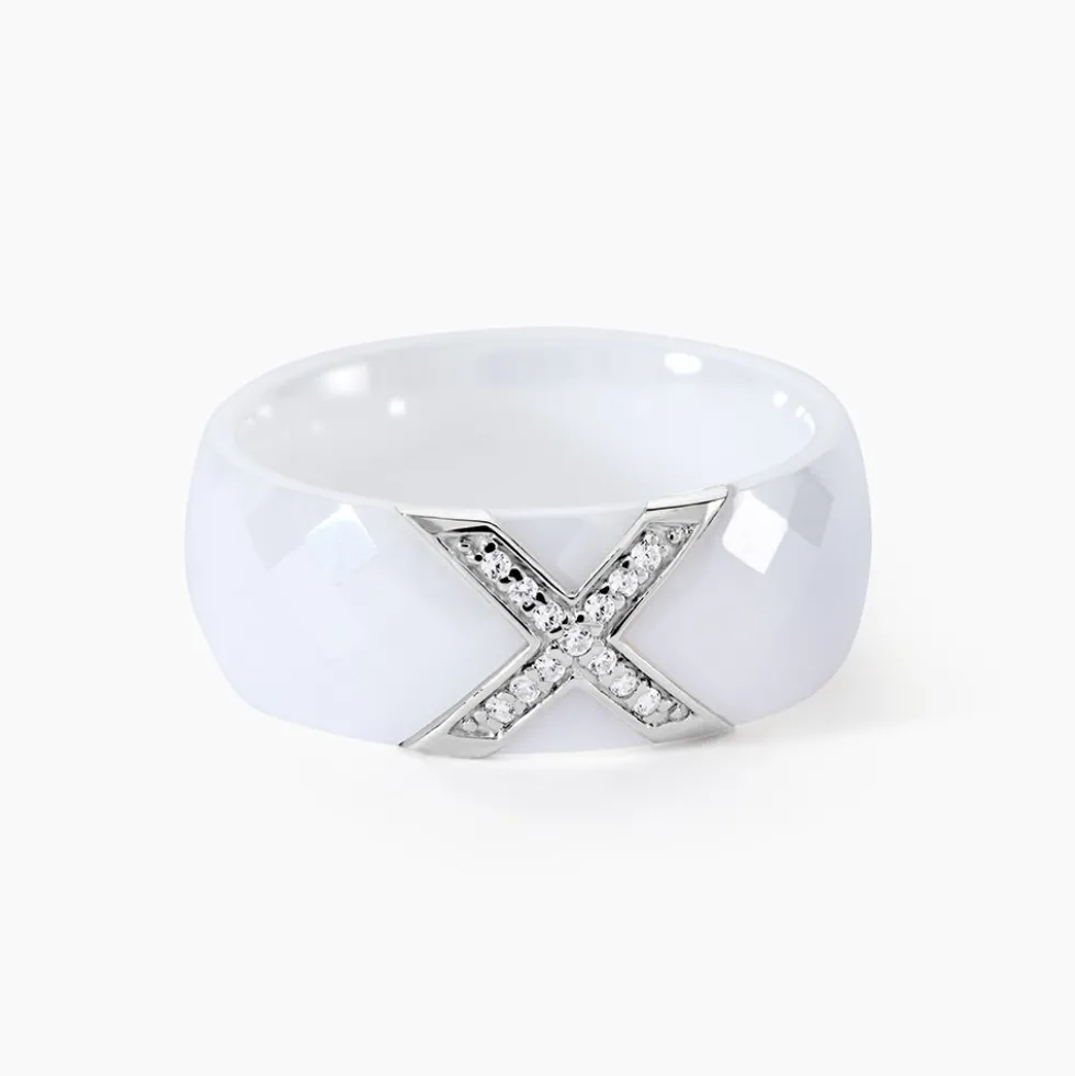 Bague Ceramique X Argent Blanc