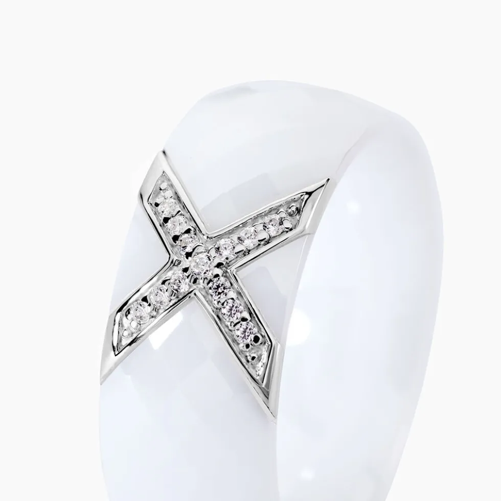 Bague Ceramique X Argent Blanc