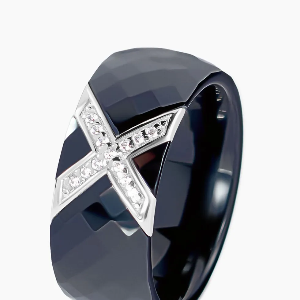 Bague Ceramique X Argent Blanc Oxyde De Zirconium Et Céramique