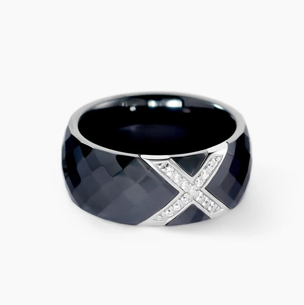 Bague Ceramique X Argent Blanc Oxyde De Zirconium Et Céramique