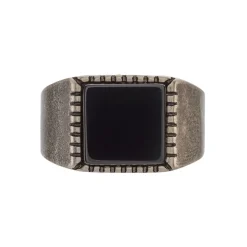 Bague Chevalière Acier Vieillit Haris Agate