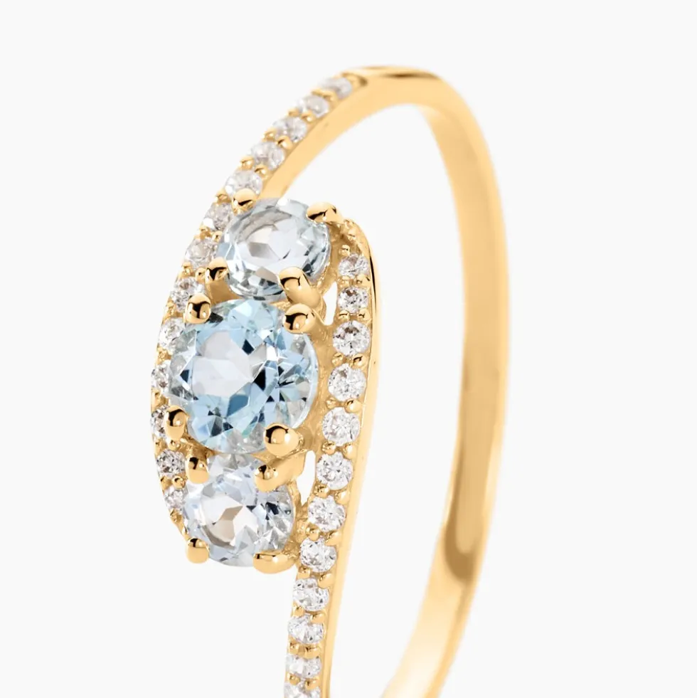 Bague Chloe Or Jaune Topaze Et Oxyde De Zirconium