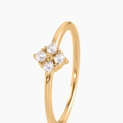 Bague éclat Perlé Plaqué Or Oxyde De Zirconium