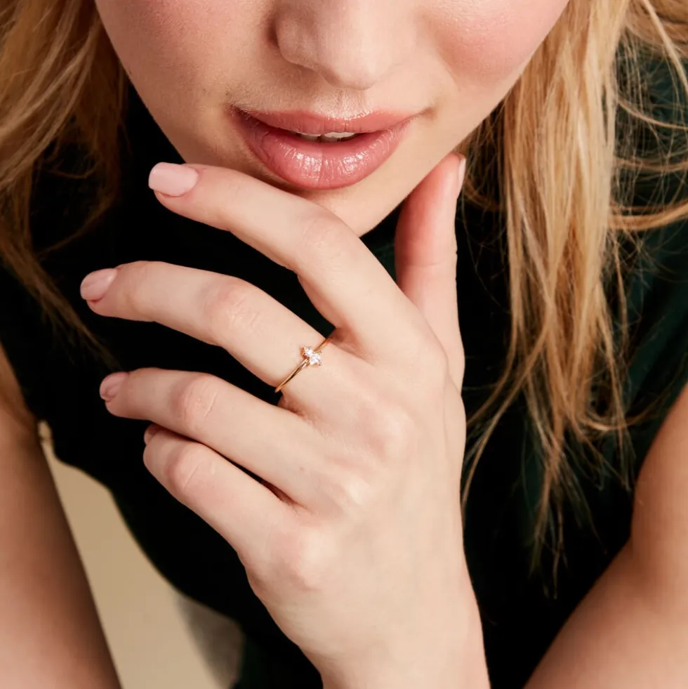 Bague éclat Perlé Plaqué Or Oxyde De Zirconium