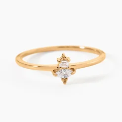 Bague éclat Perlé Plaqué Or Oxyde De Zirconium