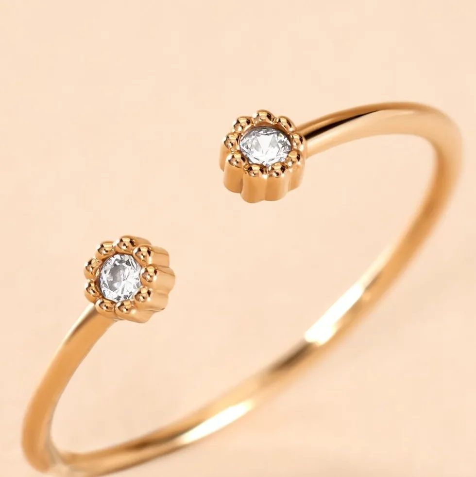 Bague éclat Perlé Plaqué Or Oxyde De Zirconium