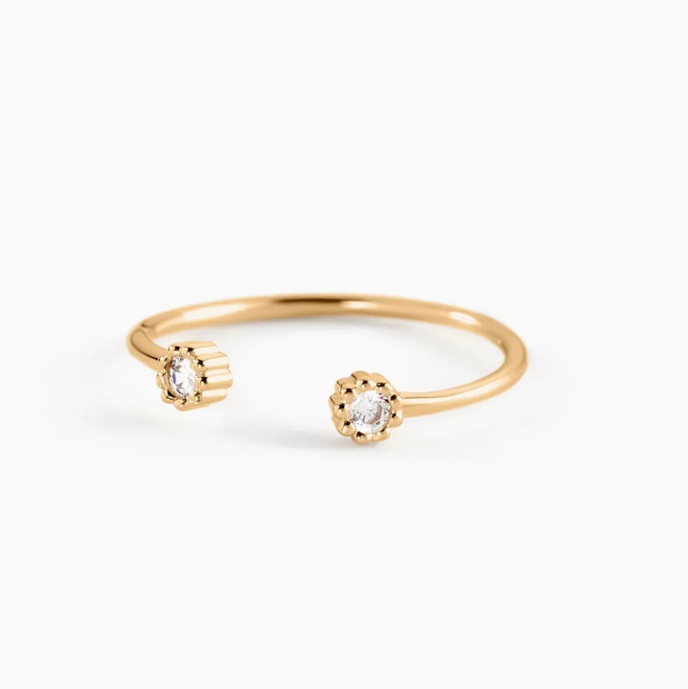 Bague éclat Perlé Plaqué Or Oxyde De Zirconium