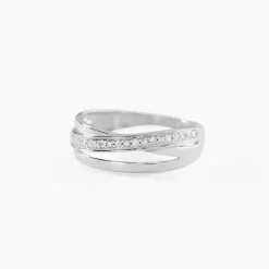 Bague Croisee Or Blanc Diamant