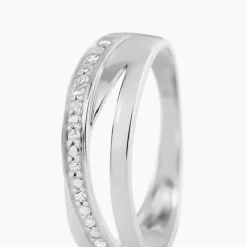 Bague Croisee Or Blanc Diamant
