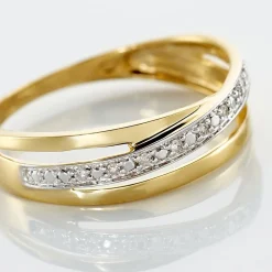 Bague Croisee Or Jaune Diamant