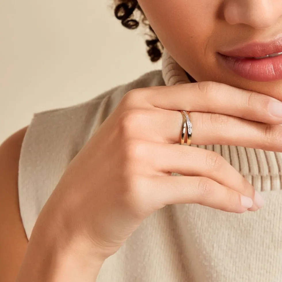 Bague Croisee Or Jaune Diamant