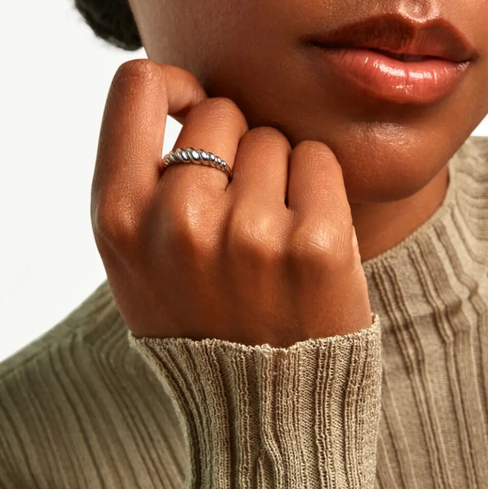 Bague Croissant Argent Blanc