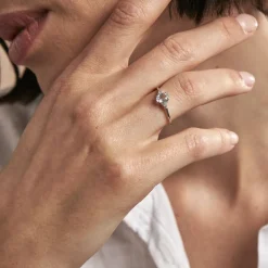 Bague Diapre Or Blanc Topaze Oxyde De Zirconium