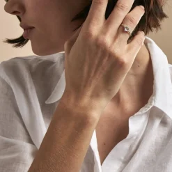 Bague Diapre Or Blanc Topaze Oxyde De Zirconium