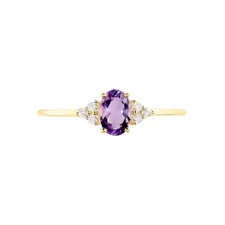 Bague Diapre Or Jaune Améthyste Oxyde De Zirconium