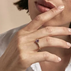 Bague Diapre Or Jaune Améthyste Oxyde De Zirconium