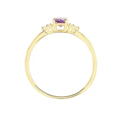 Bague Diapre Or Jaune Améthyste Oxyde De Zirconium