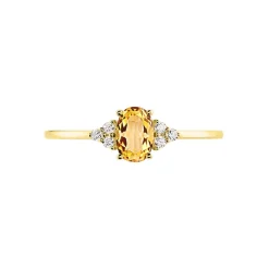 Bague Diapre Or Jaune Citrine Oxyde De Zirconium