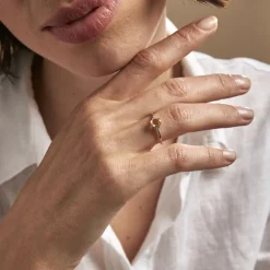 Bague Diapre Or Jaune Citrine Oxyde De Zirconium