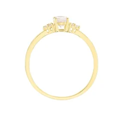 Bague Diapre Or Jaune Quartz Oxyde De Zirconium