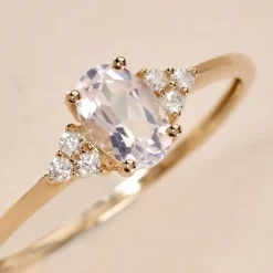 Bague Diapre Or Jaune Quartz Oxyde De Zirconium