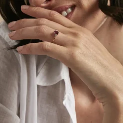 Bague Diapre Or Rose Rhodolite Oxyde De Zirconium
