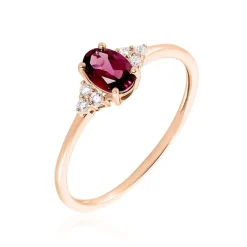 Bague Diapre Or Rose Rhodolite Oxyde De Zirconium