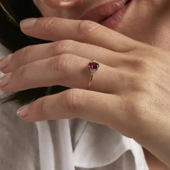 Bague Diapre Or Rose Rhodolite Oxyde De Zirconium