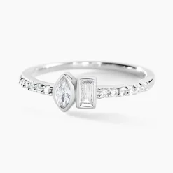 Bague Dua Argent Blanc Oxyde De Zirconium