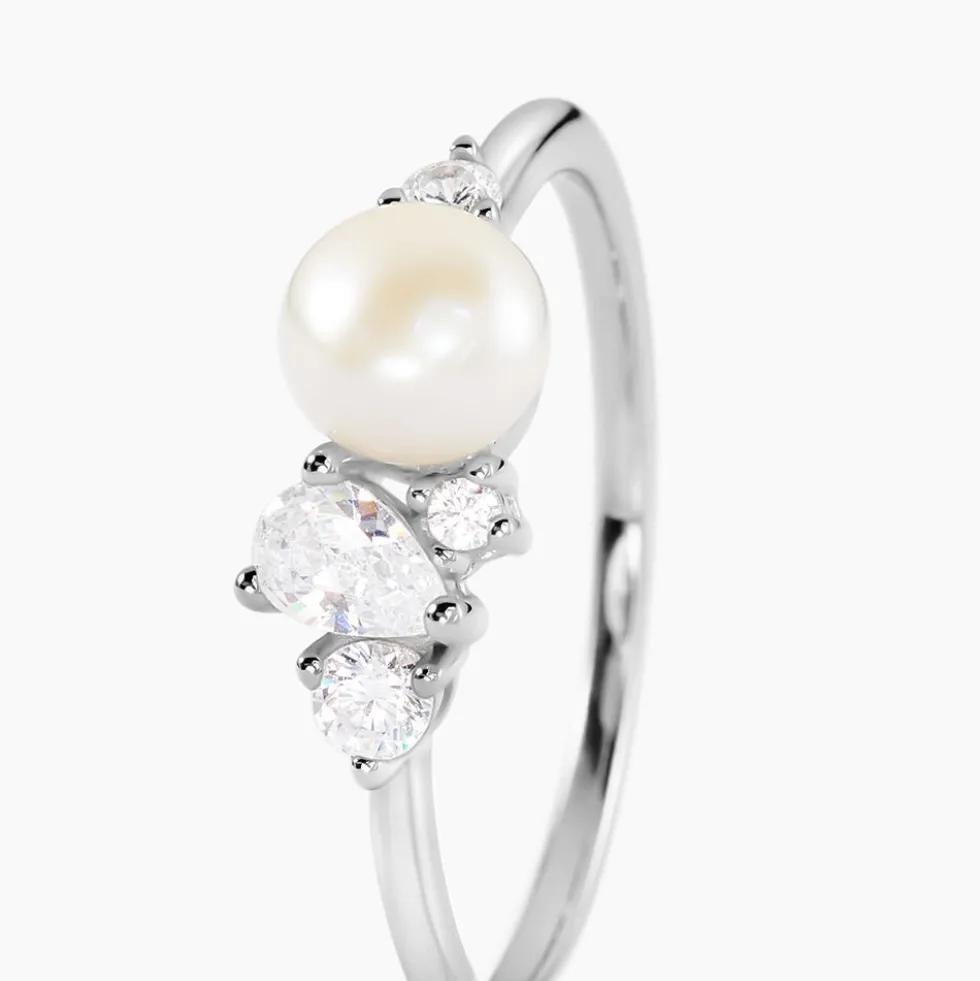 Bague Elea Argent Blanc Perle De Culture Oxyde De Zirconium