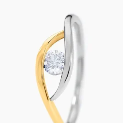 Bague Elmie Or Jaune Argent Blanc Oxyde De Zirconium