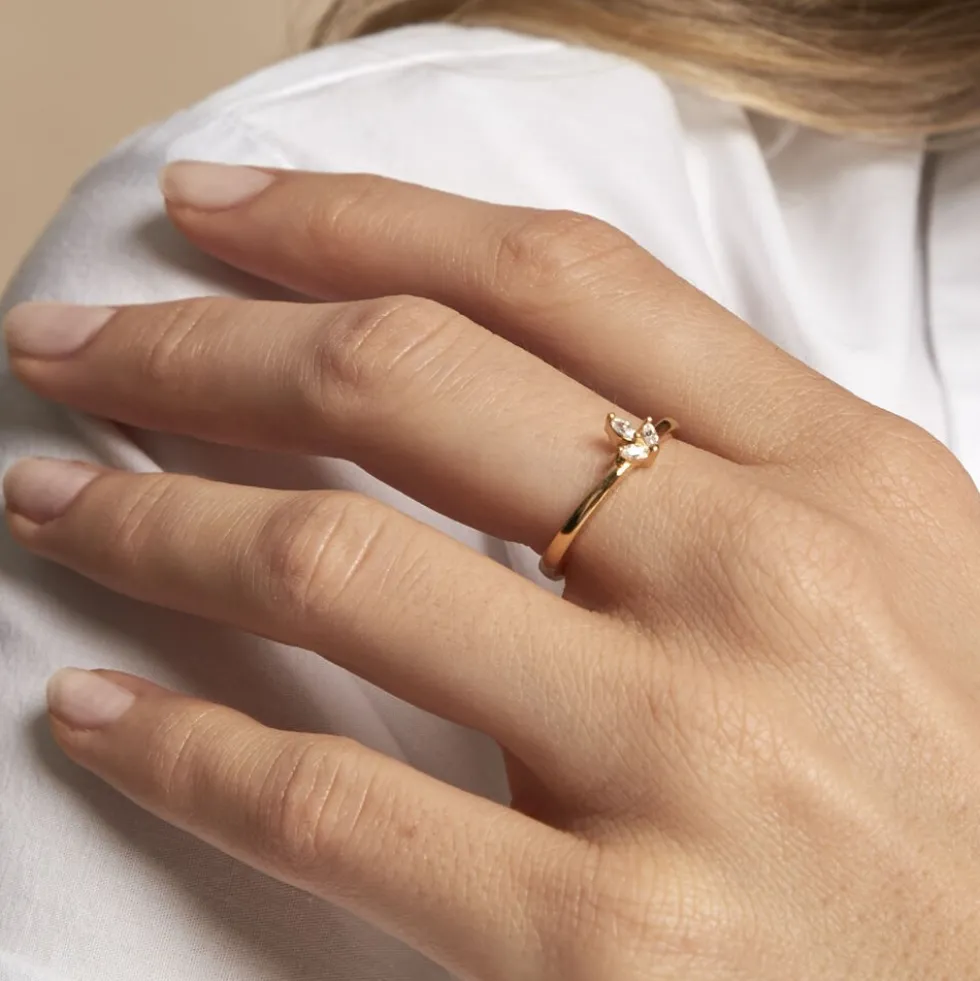 Bague Erma Plaqué Or Doré Oxyde De Zirconium