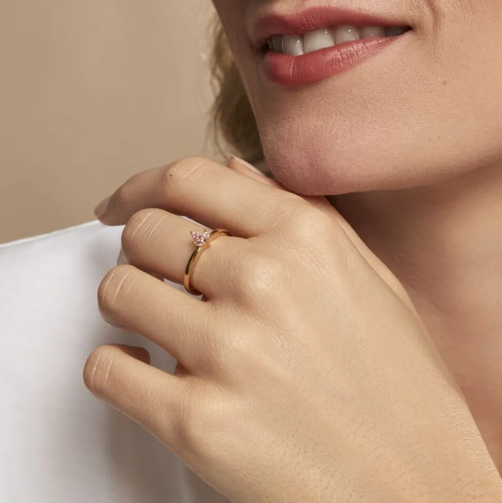 Bague Erma Plaqué Or Doré Oxyde De Zirconium