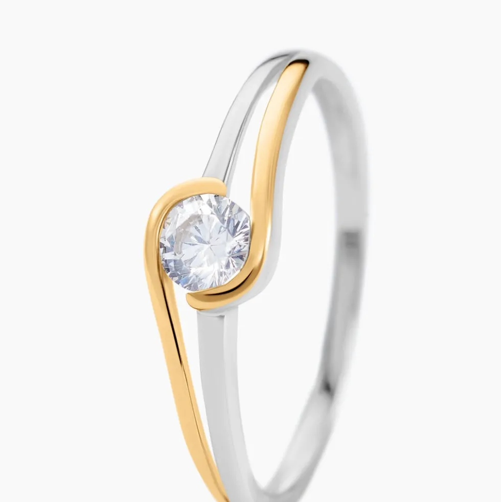 Bague Evora Or Jaune Argent Blanc Oxyde De Zirconium