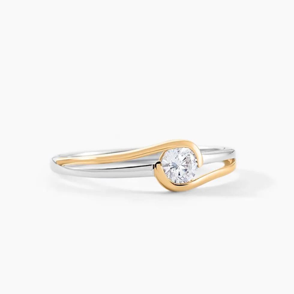 Bague Evora Or Jaune Argent Blanc Oxyde De Zirconium