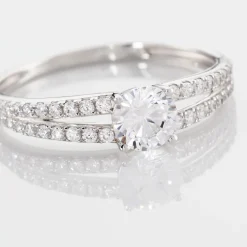 Bague Fina Or Blanc Oxyde De Zirconium