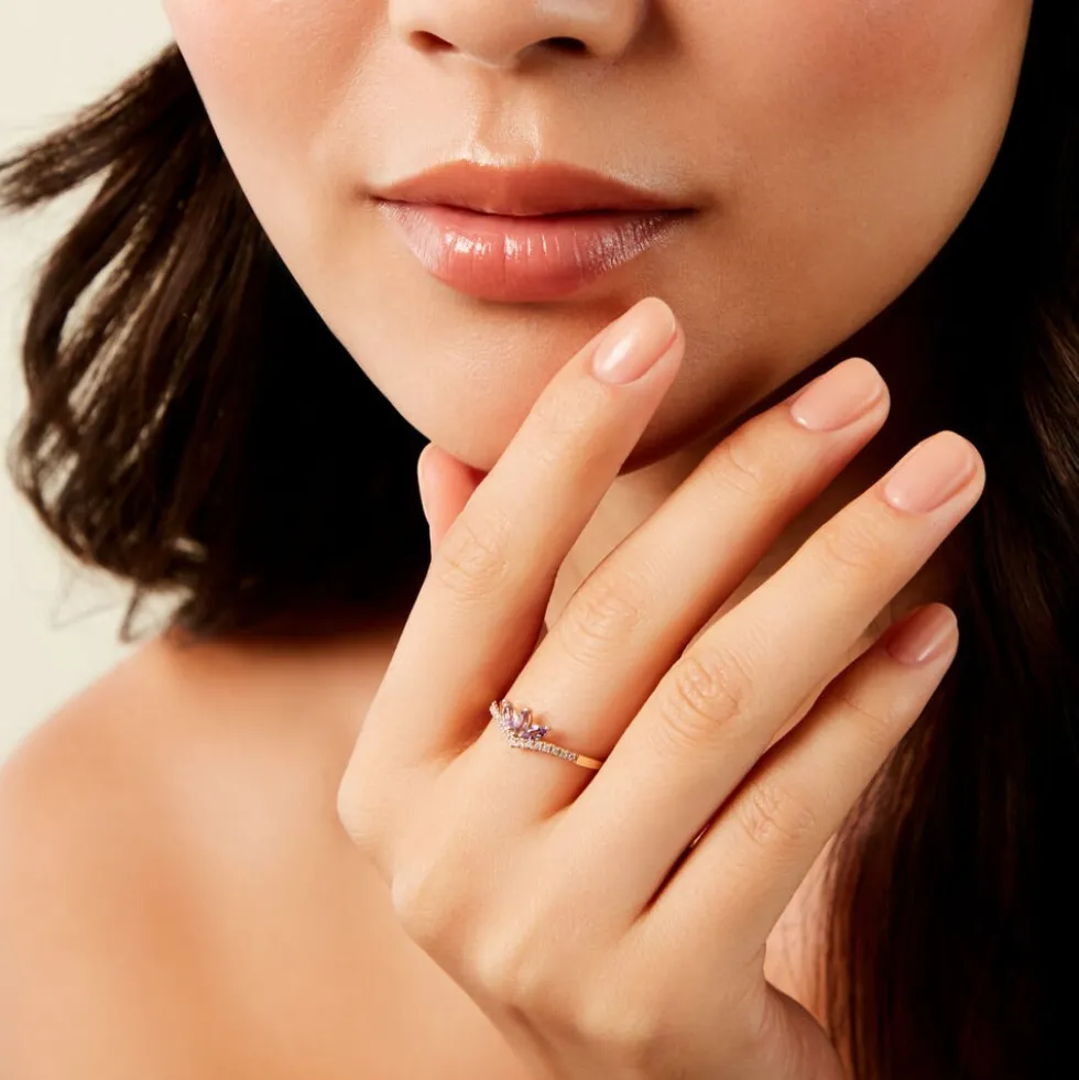 Bague Florelys Or Jaune Améthyste Oxyde De Zirconium