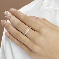 Bague Florenty Argent Blanc Perle De Culture Et Oxyde De Zirconium