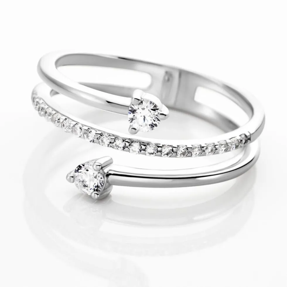 Bague Gait Argent Blanc Oxyde De Zirconium