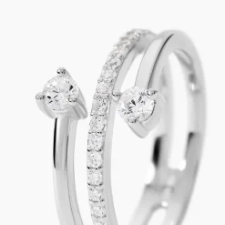 Bague Gait Argent Blanc Oxyde De Zirconium
