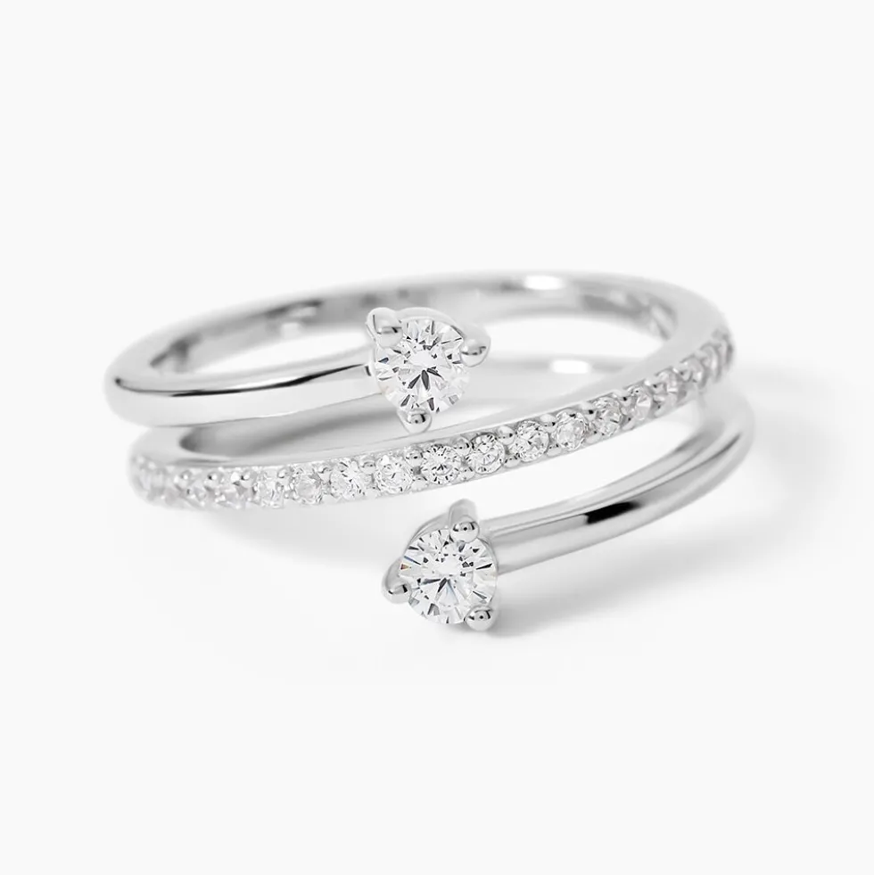 Bague Gait Argent Blanc Oxyde De Zirconium