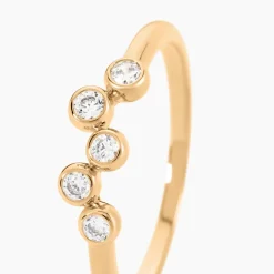 Bague Halo Plaqué Or Jaune Oxyde De Zirconium