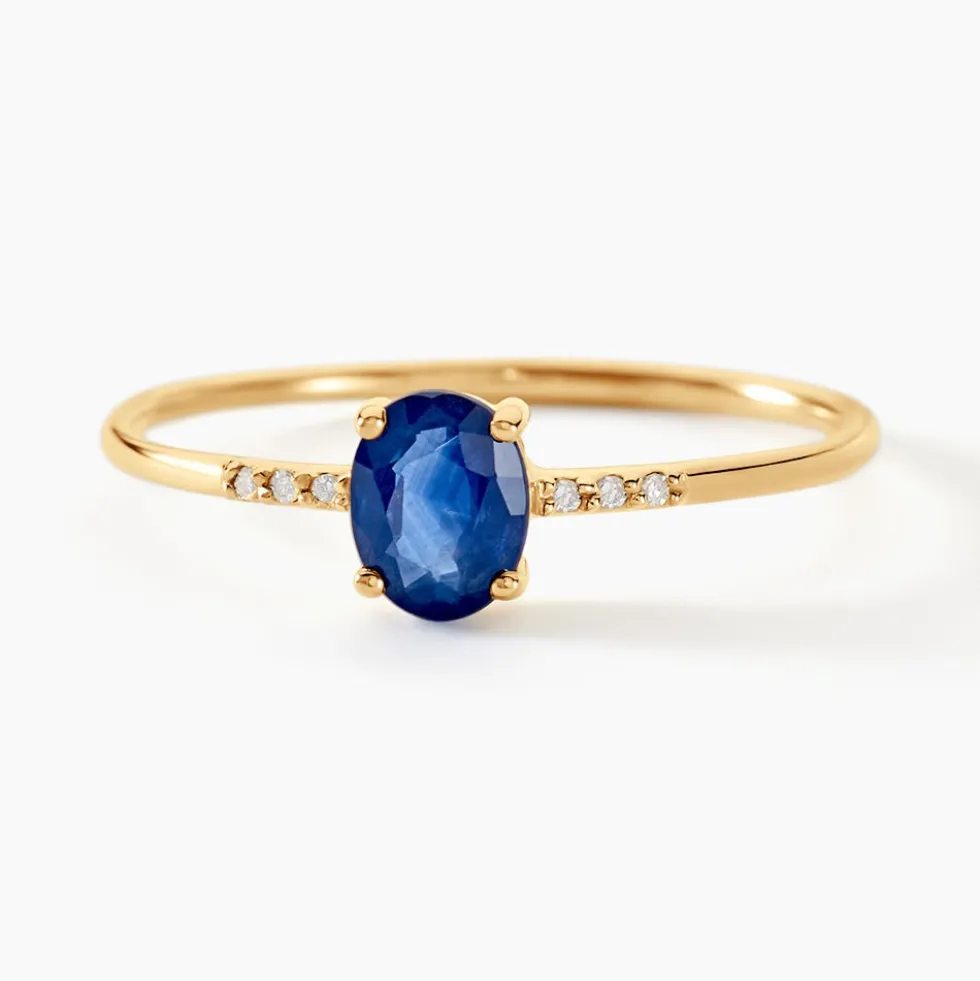 Bague Jehane Or Jaune Saphir Et Diamant