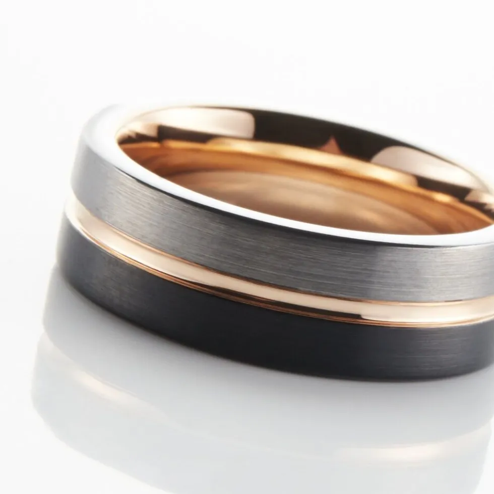 Bague Jourdan Echo Tungstene Tricolore Blanc / Rose / Noir